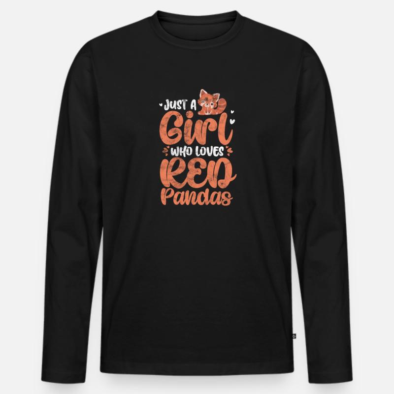 Panda - Männer Premium Bio Langarmshirt - Schwarz