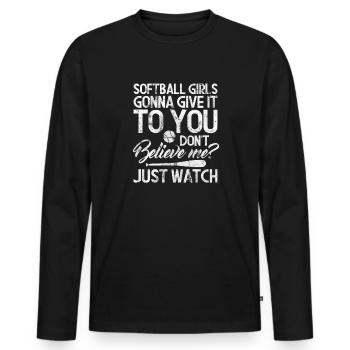 Softball - Männer Premium Bio Langarmshirt - Schwarz - Vorne - Nico (187cm)