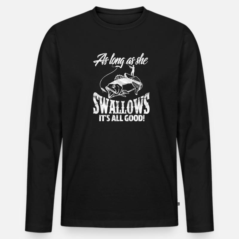 Angler - Männer Premium Bio Langarmshirt - Schwarz