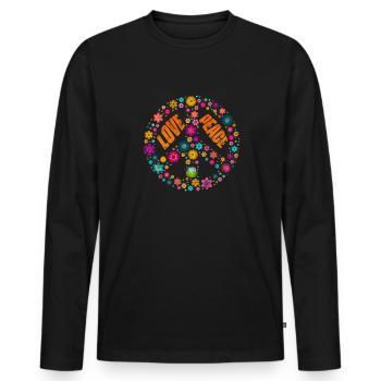 Hippy - Men's Premium Organic Long Sleeve Shirt - black - Front - Nico (187cm)