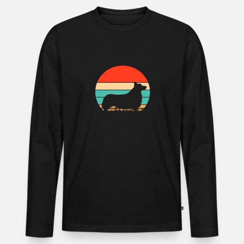 Corgi - Männer Premium Bio Langarmshirt - Schwarz