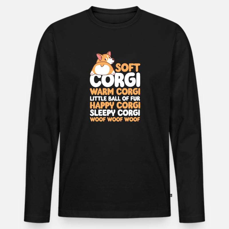 Corgi - Männer Premium Bio Langarmshirt - Schwarz