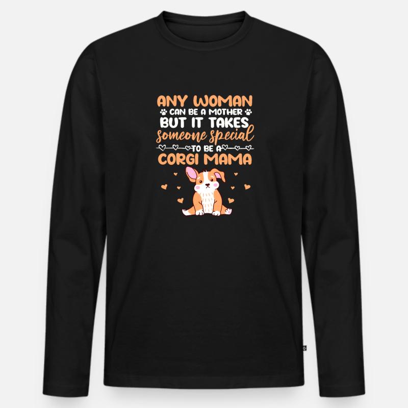 Corgi - Männer Premium Bio Langarmshirt - Schwarz
