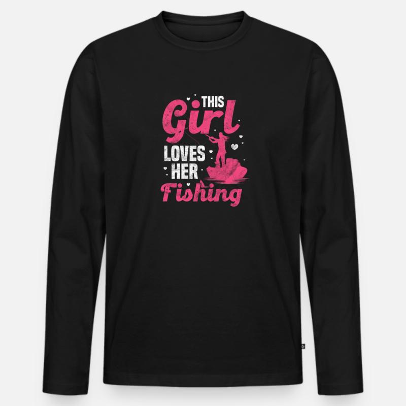 Anglerin - Männer Premium Bio Langarmshirt - Schwarz