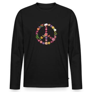 Hippy - Men's Premium Organic Long Sleeve Shirt - black - Front - Nico (187cm)