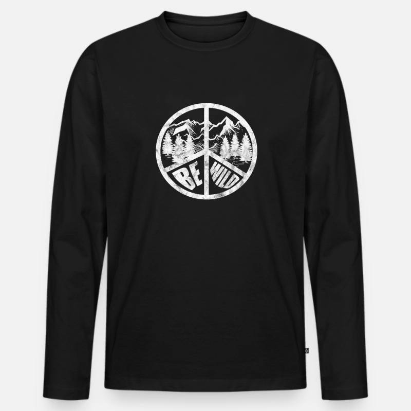 Hippie - Männer Premium Bio Langarmshirt - Schwarz