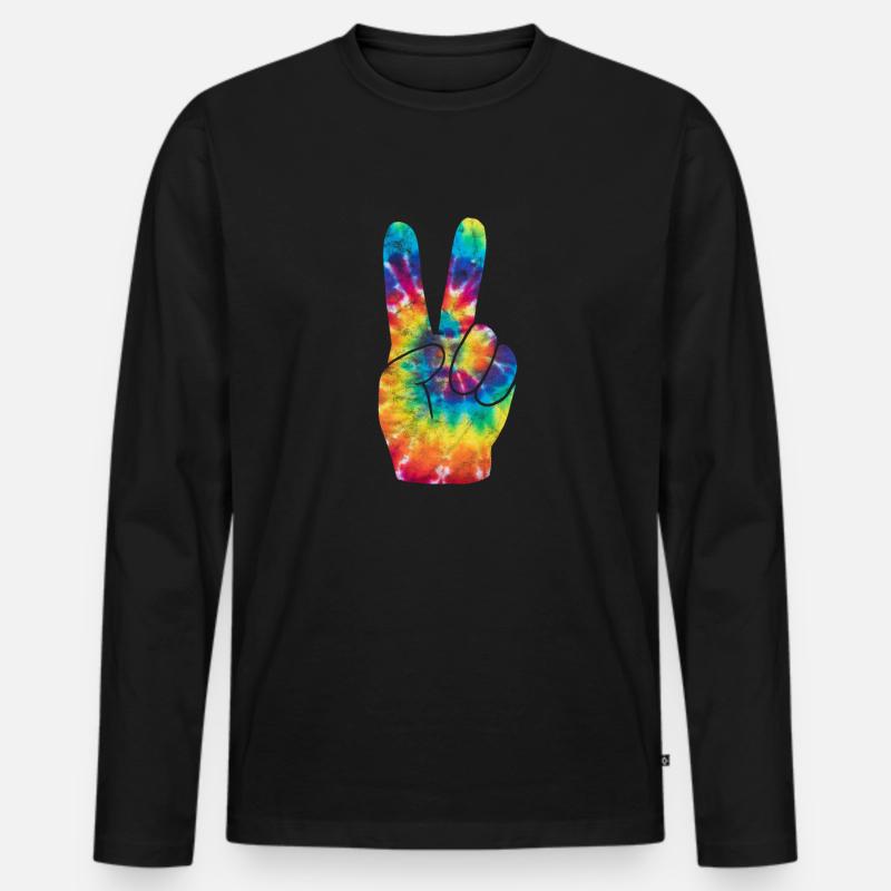 Hippie - Männer Premium Bio Langarmshirt - Schwarz
