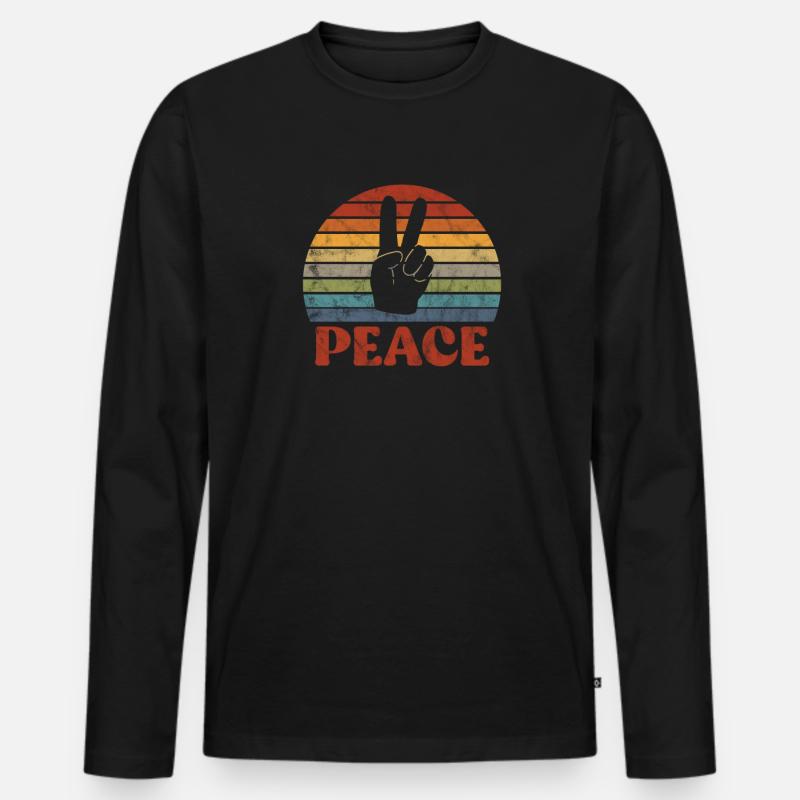 Hippie - Männer Premium Bio Langarmshirt - Schwarz