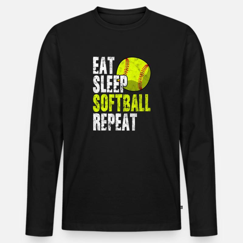 Softball - Männer Premium Bio Langarmshirt - Schwarz