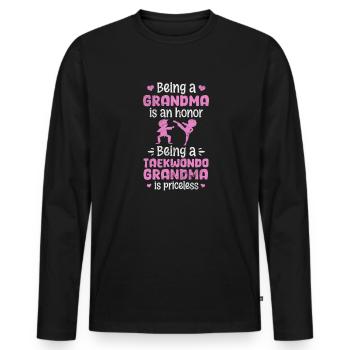 Taekwondo Grand-mère - T-shirt manches longues Premium bio Homme - noir - Devant - Nico (187cm)