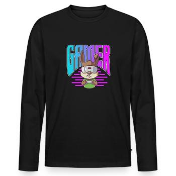 VR Virtual Reality - Männer Premium Bio Langarmshirt - Schwarz - Vorne - Nico (187cm)