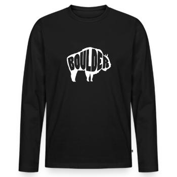 Rocher - T-shirt manches longues Premium bio Homme - noir - Devant - Nico (187cm)
