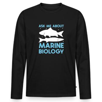 Biologie marine - T-shirt manches longues Premium bio Homme - noir - Devant - Nico (187cm)