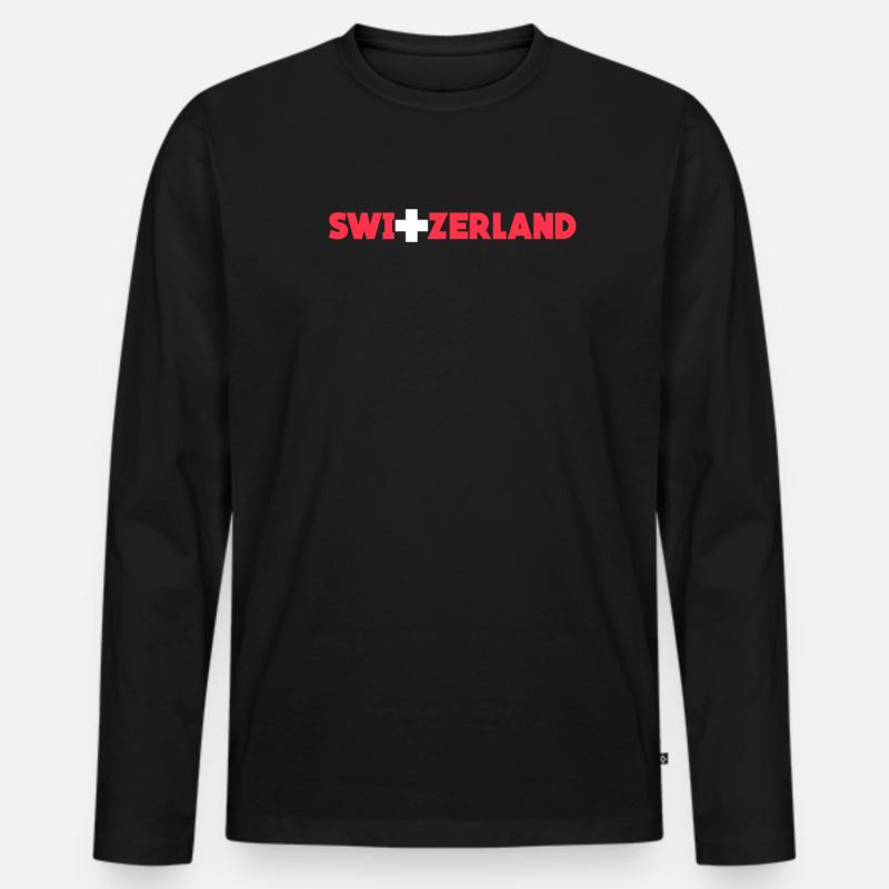Schweiz - Männer Premium Bio Langarmshirt - Schwarz