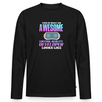 VR Virtual Reality Gamer Geschenk - Männer Premium Bio Langarmshirt - Schwarz - Vorne - Nico (187cm)