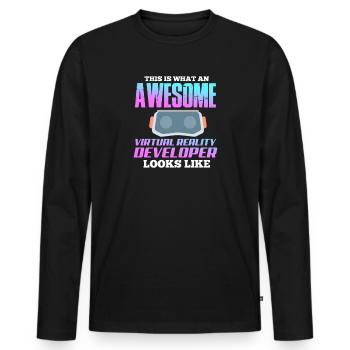 VR Virtual Reality - Männer Premium Bio Langarmshirt - Schwarz - Vorne - Nico (187cm)