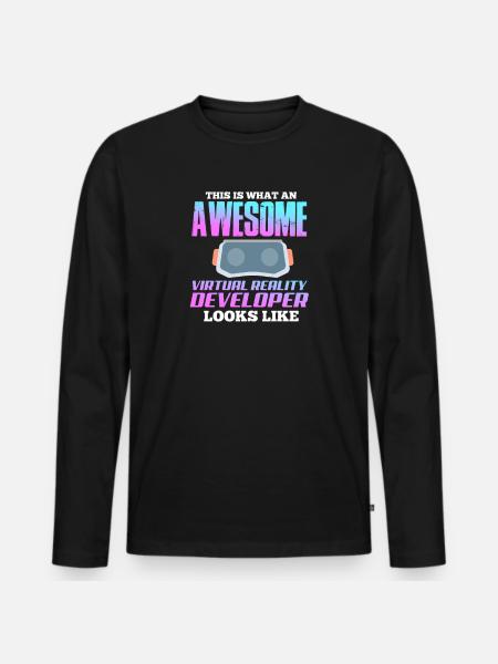 VR Virtual Reality - Men's Premium Organic Long Sleeve Shirt - black