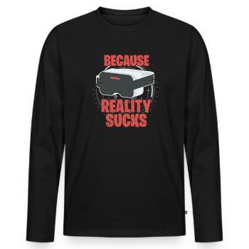 VR Virtual Reality Gamer Geschenk - Männer Premium Bio Langarmshirt - Schwarz - Vorne - Nico (187cm)