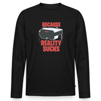 VR Virtual Reality - Männer Premium Bio Langarmshirt - Schwarz - Vorne - Nico (187cm)