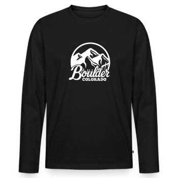 Rocher - T-shirt manches longues Premium bio Homme - noir - Devant - Nico (187cm)