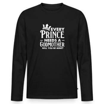 Marraine - T-shirt manches longues Premium bio Homme - noir - Devant - Nico (187cm)