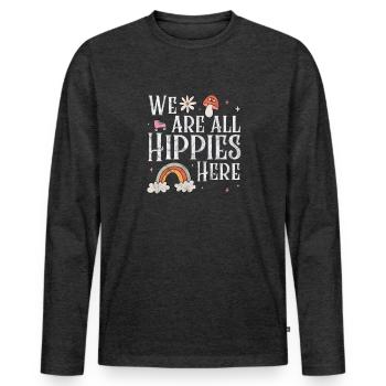Hippie - T-shirt manches longues Premium bio Homme - anthracite chiné - Devant - Nico (187cm)