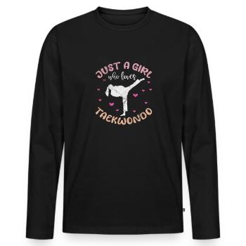 Taekwondo Fille - T-shirt manches longues Premium bio Homme - noir - Devant - Nico (187cm)