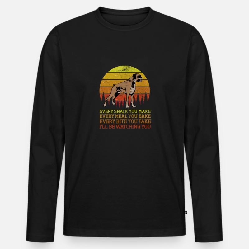 Boxer Hund - Männer Premium Bio Langarmshirt - Schwarz