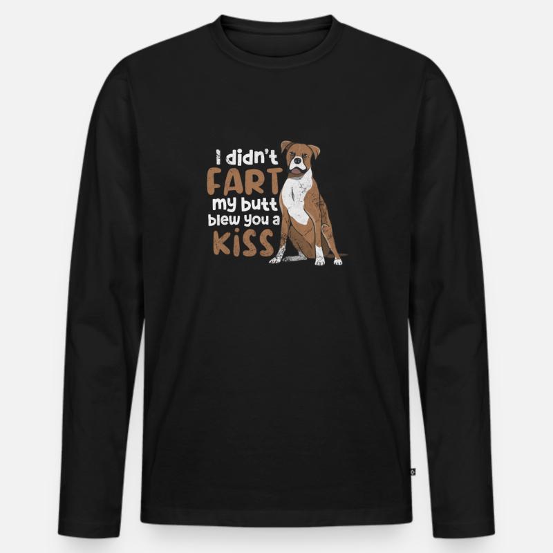 Boxer Hund - Männer Premium Bio Langarmshirt - Schwarz