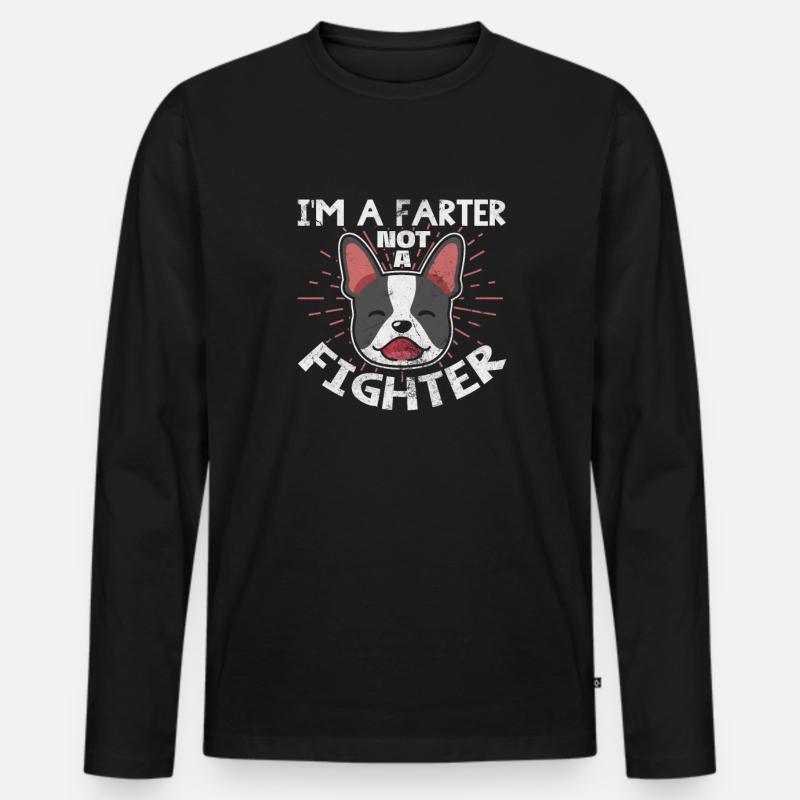 Boston Terrier - Männer Premium Bio Langarmshirt - Schwarz