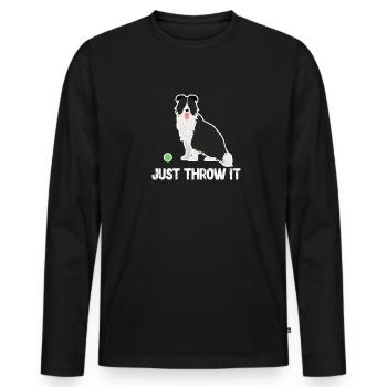 Border Collie Dog Dog Herding Dog Gift - Men's Premium Organic Long Sleeve Shirt - black - Front - Nico (187cm)