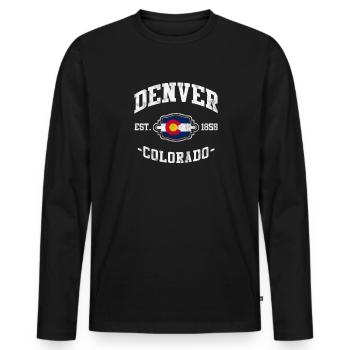 Colorado USA Amérique Denver Cadeau - T-shirt manches longues Premium bio Homme - noir - Devant - Nico (187cm)