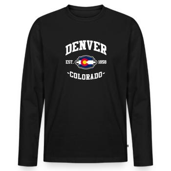 Denver - T-shirt manches longues Premium bio Homme - noir - Devant - Nico (187cm)