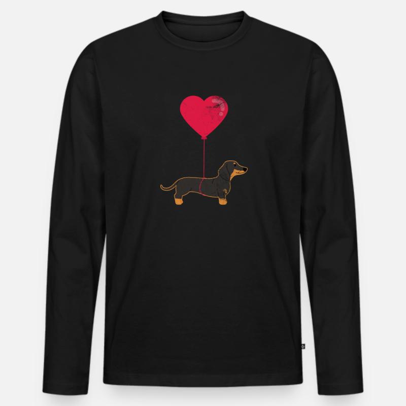 Dackel - Männer Premium Bio Langarmshirt - Schwarz