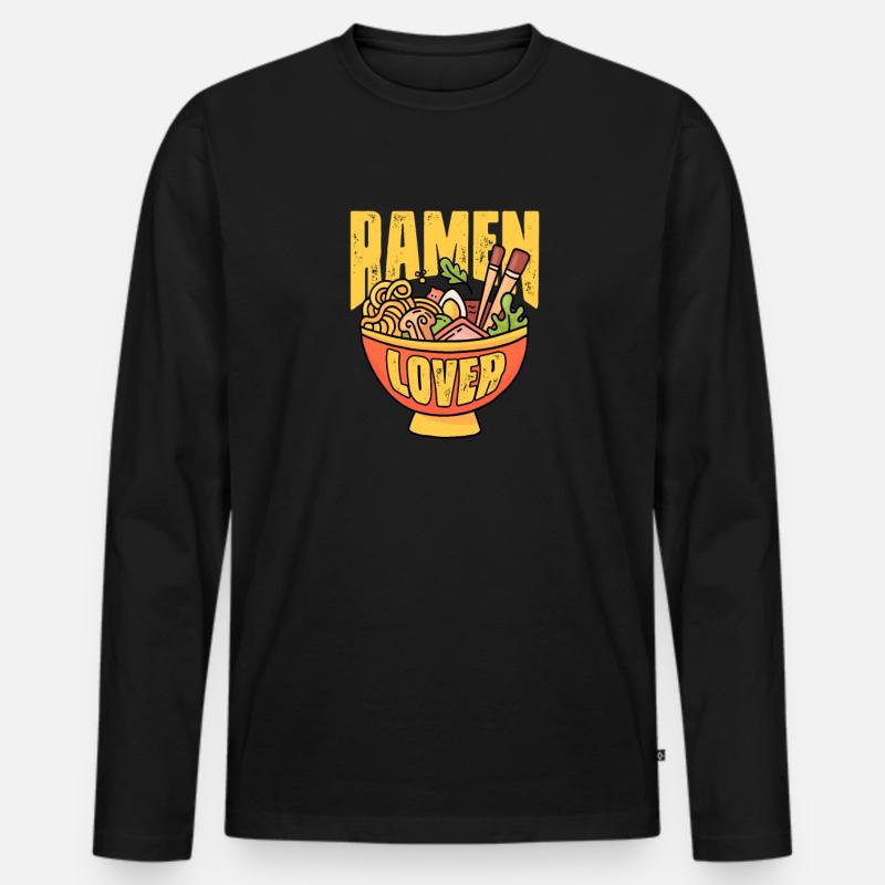 Ramen - Männer Premium Bio Langarmshirt - Schwarz