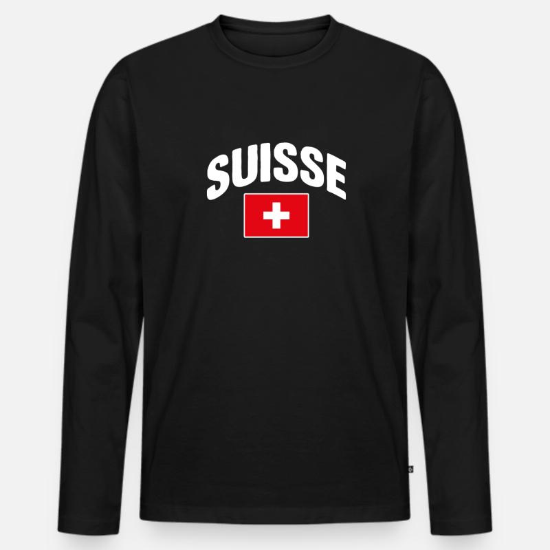 Schweiz - Männer Premium Bio Langarmshirt - Schwarz