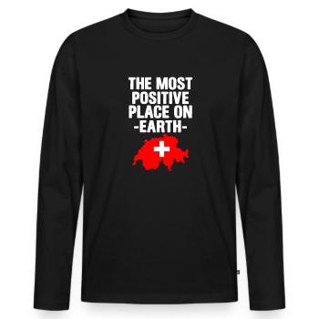 Switzerland - Men's Premium Organic Long Sleeve Shirt - black - Front - Nico (187cm)