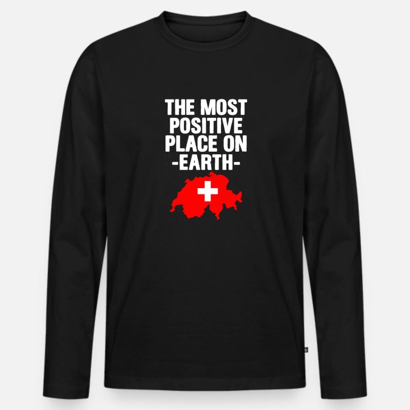 Schweiz - Männer Premium Bio Langarmshirt - Schwarz