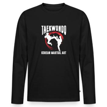 Taekwondo Tae Kwon Do Cadeau d’arts martiaux - T-shirt manches longues Premium bio Homme - noir - Devant - Nico (187cm)