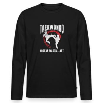 Taekwondo - T-shirt manches longues Premium bio Homme - noir - Devant - Nico (187cm)