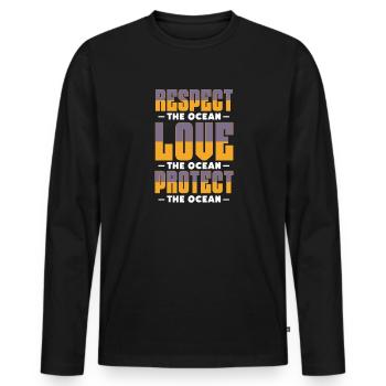 Biologie marine - T-shirt manches longues Premium bio Homme - noir - Devant - Nico (187cm)