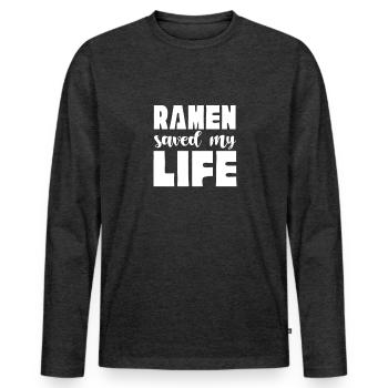 Ramen - T-shirt manches longues Premium bio Homme - anthracite chiné - Devant - Nico (187cm)
