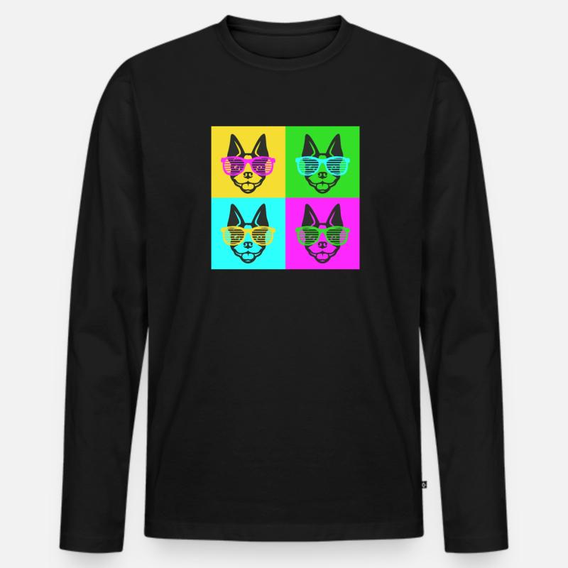 Boston Terrier - Männer Premium Bio Langarmshirt - Schwarz