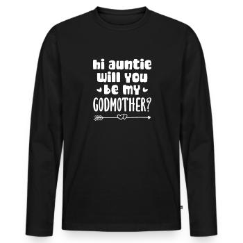 Marraine - T-shirt manches longues Premium bio Homme - noir - Devant - Nico (187cm)