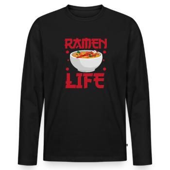 Ramen - T-shirt manches longues Premium bio Homme - noir - Devant - Nico (187cm)