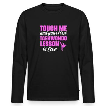 Taekwondo Tae Kwon Do Cadeau d’arts martiaux - T-shirt manches longues Premium bio Homme - noir - Devant - Nico (187cm)