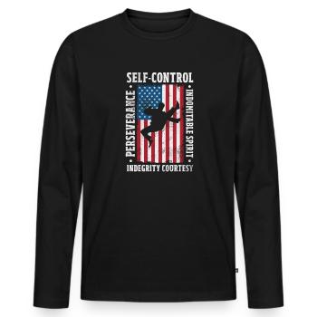 Taekwondo - T-shirt manches longues Premium bio Homme - noir - Devant - Nico (187cm)