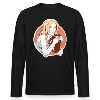 Bodybuilder Leg Day Girl Kettlebells Fitness - T-shirt manches longues Premium bio Homme - noir - Devant - Nico (187cm)