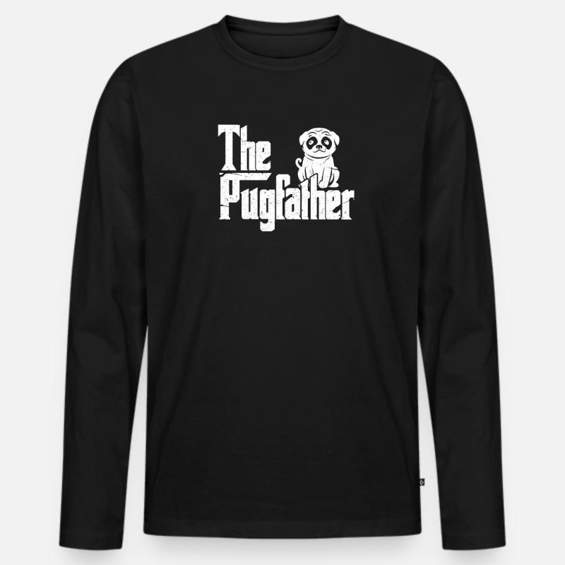 Mops - Männer Premium Bio Langarmshirt - Schwarz
