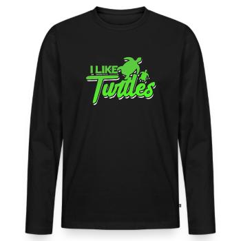 Schildkröte Turtle Meer Meeresbewohner Geschenk - Männer Premium Bio Langarmshirt - Schwarz - Vorne - Nico (187cm)